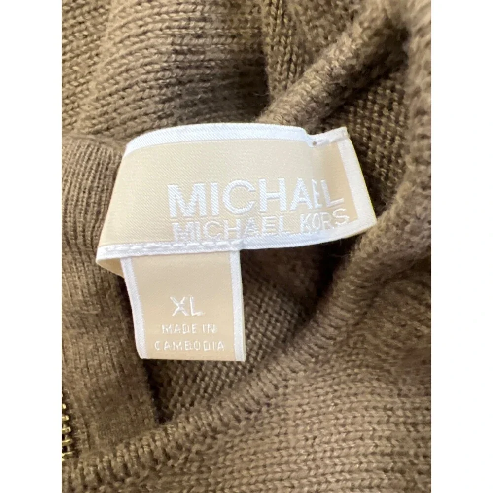 Michael Kors Women's Green Zipper Back Long Sleeve Sweater - XL